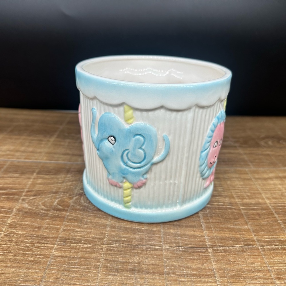 Vintage My-Neil Glazed Ceramic Baby Carousel Planter Vase